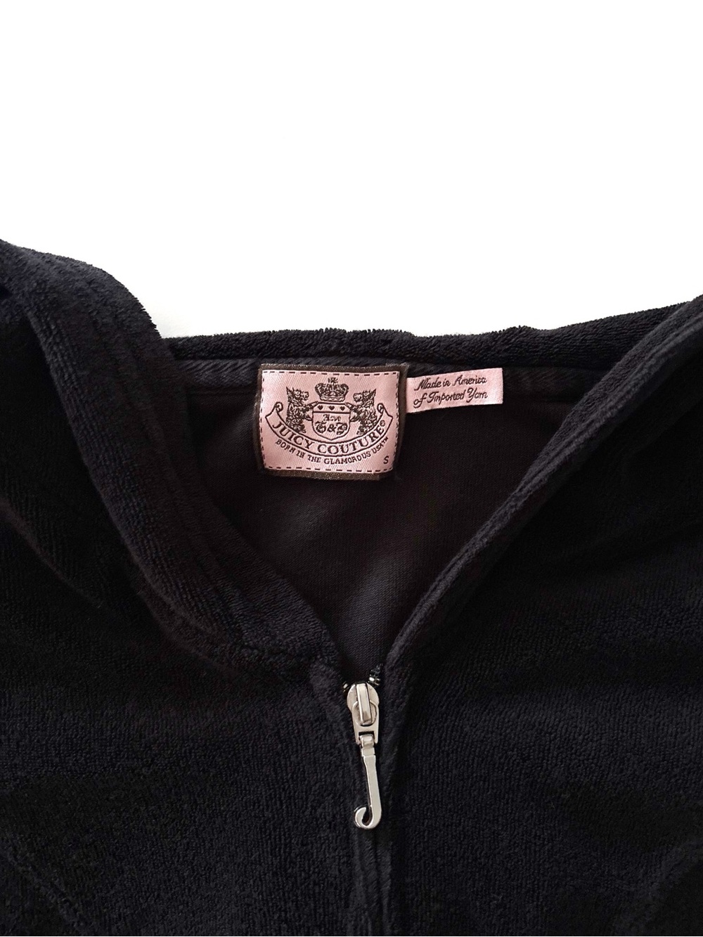 Juicy Couture | Terry Short Sleeve Zip Up Sweater Size Small Black Y2K 2000s - Picture 3 of 4